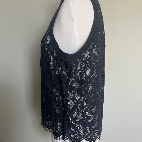 Superdry Eyelash Lace Navy Blue Tank Top Cocktail Sleeveless Blouse - Picture 13 of 16